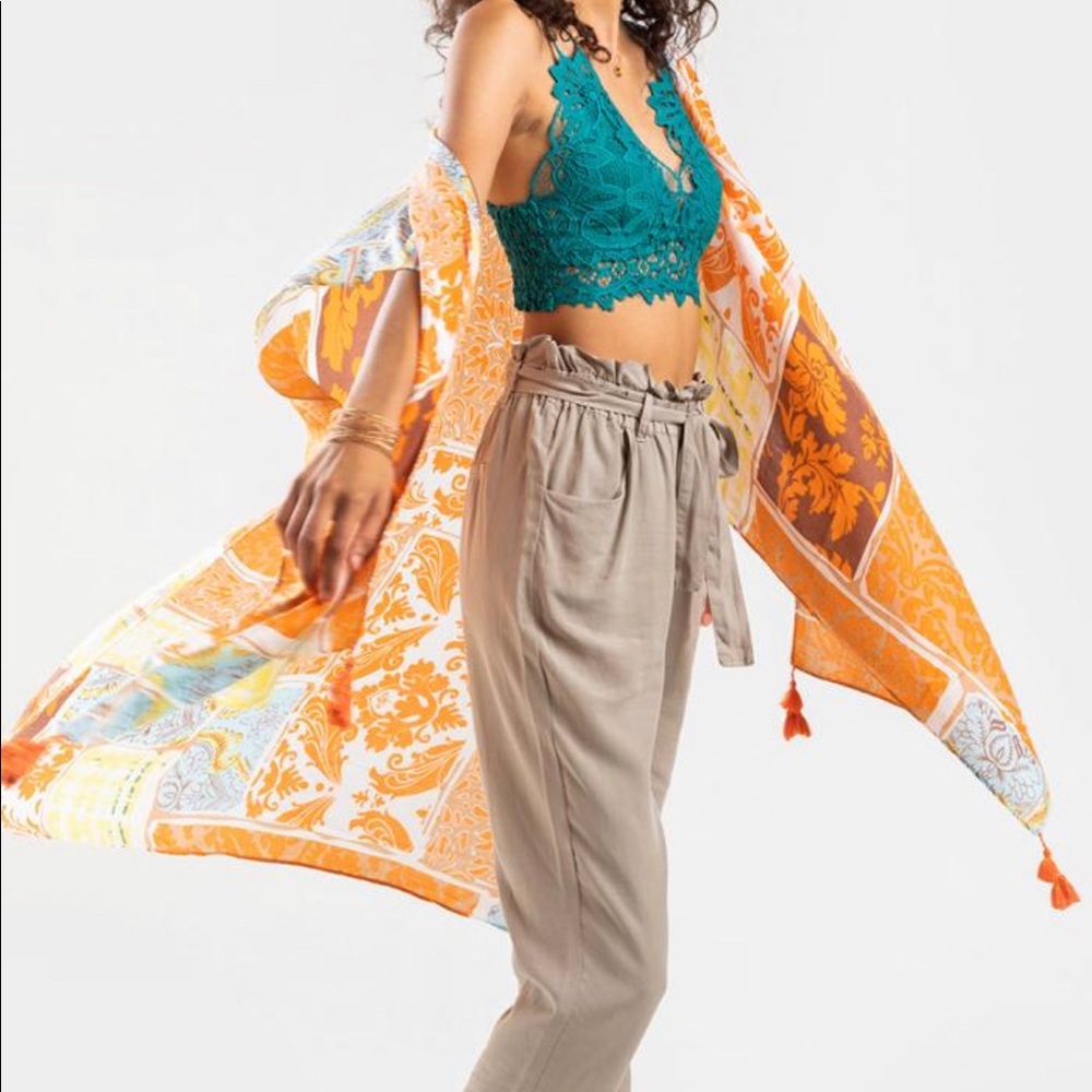 Annely Scarf Print Tassel Kimono